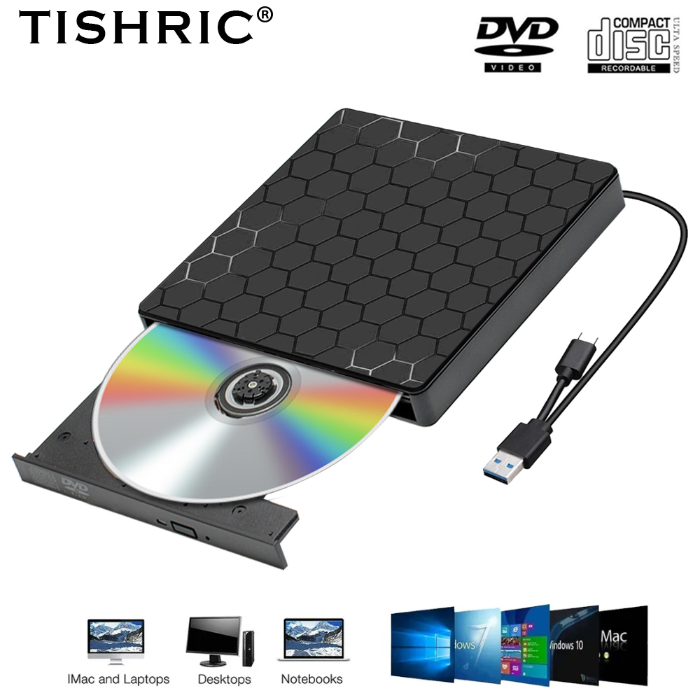 TISHRIC USB 3.0 Typ-C Externes optisches Laufwerk DVD CD-Player CD DVD RW Optisches Laufwerk Leser DVD-Laufwerk für Laptop