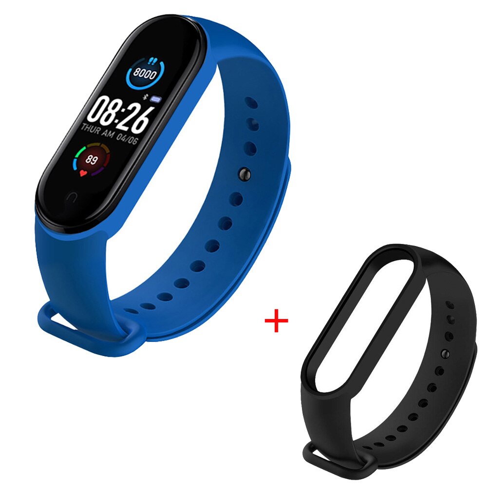 Smart Digitale Horloges Bluetooth Verbinding Call Bericht Herinnering Gezondheid Hartslag Monitoring Fitness Armband Wekker: Dark Blue  Black