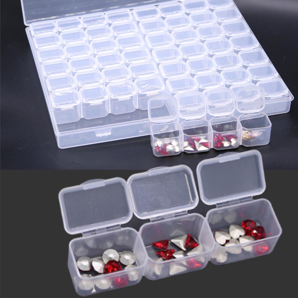 Boîte de rangement vide 56 grilles, fentes séparées, grilles transparentes Nail Art strass outils bijoux perles affichage organisateur