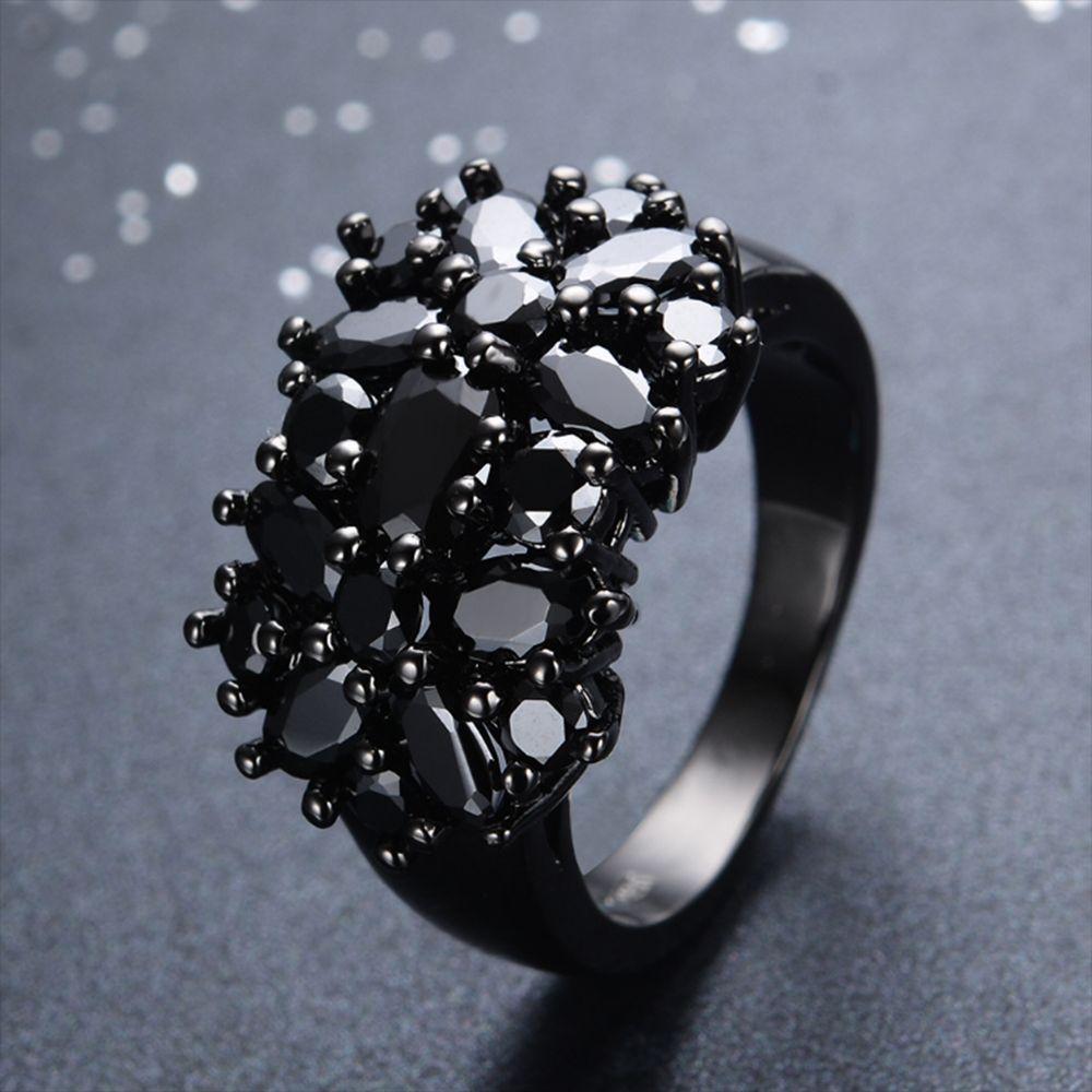 Bague incrustée de cuivre unique pour hommes et femmes, matiques de mariage ovales noires, bijoux de bordure, unique,