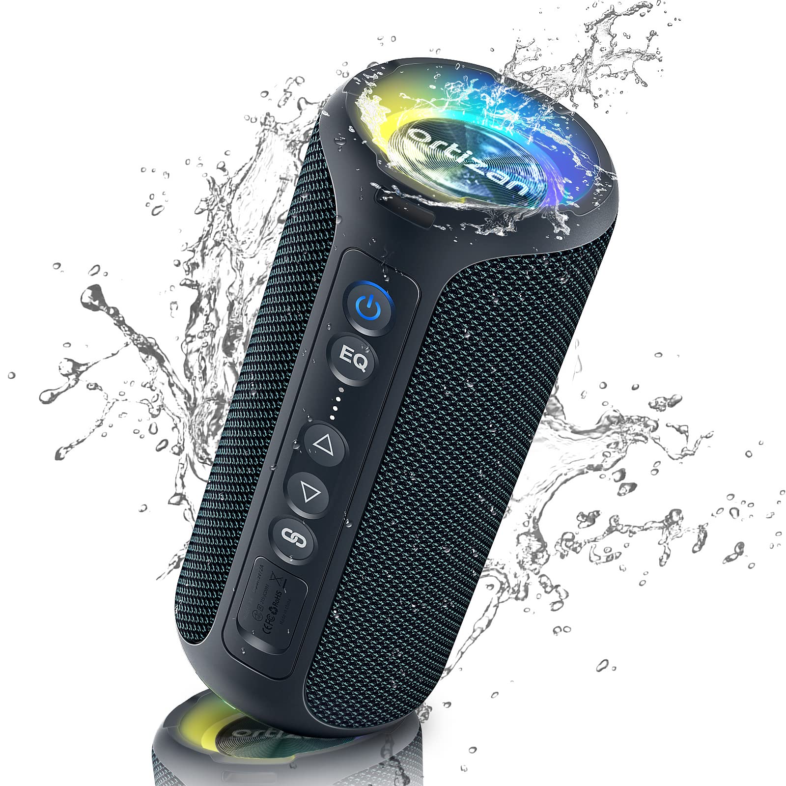 Ortizan 40W PMPO Loud Stereo Portable Speaker, Wireless Speaker, Shower Speakers Featuring Deep Bass, LED Light, 30H Battery, T: Default Title