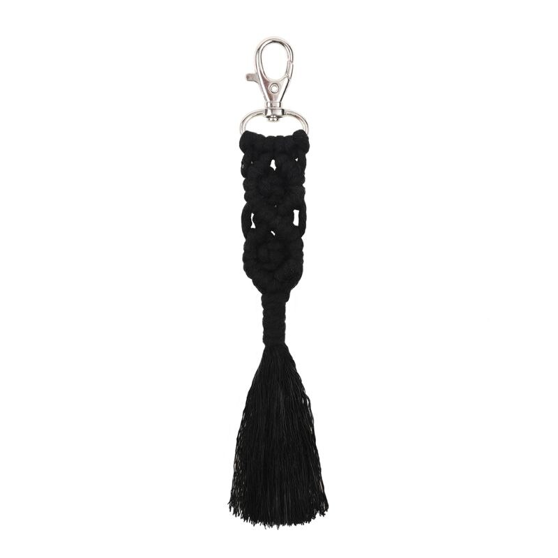 Kvast nøgleringe til kvinder børn boho nøgleholder nøglering macrame taske charme bil hængende smykker legetøj til venner: 33