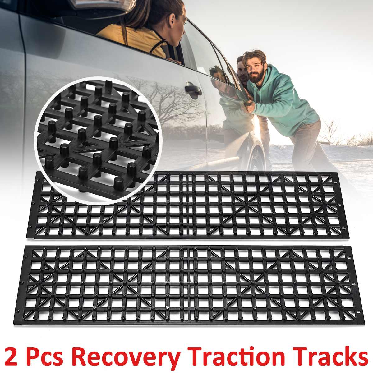 2 Pcs Car Emergency Rescue Anti-skid Board Sand Mud Snow Traction Boards Escaper Sand Recovery Tracks Tire Tyre Ladder