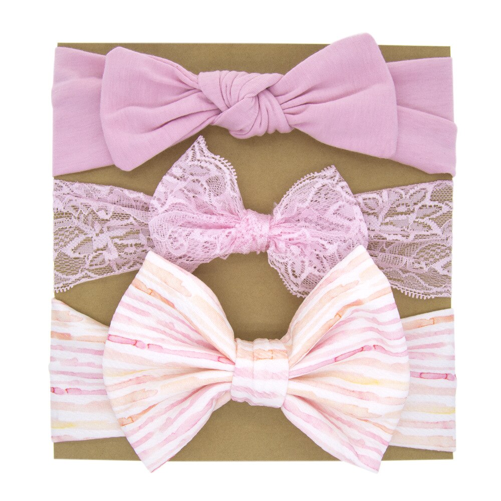 Diadema con lazos florales para bebé, elástico para Diadema con lazo Niña, banda de pelo turbante para recién nacido, accesorios para el cabello, 3 uds.