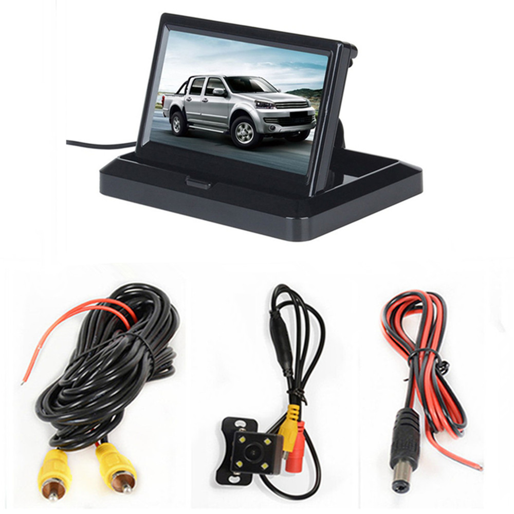 Monitor plegable de estacionamiento inverso para coche, pantalla TFT LCD HD 800x480 de 5 &quot;, con 2 entradas de vídeo, cámara de visión trasera (opcional): With camera wired05