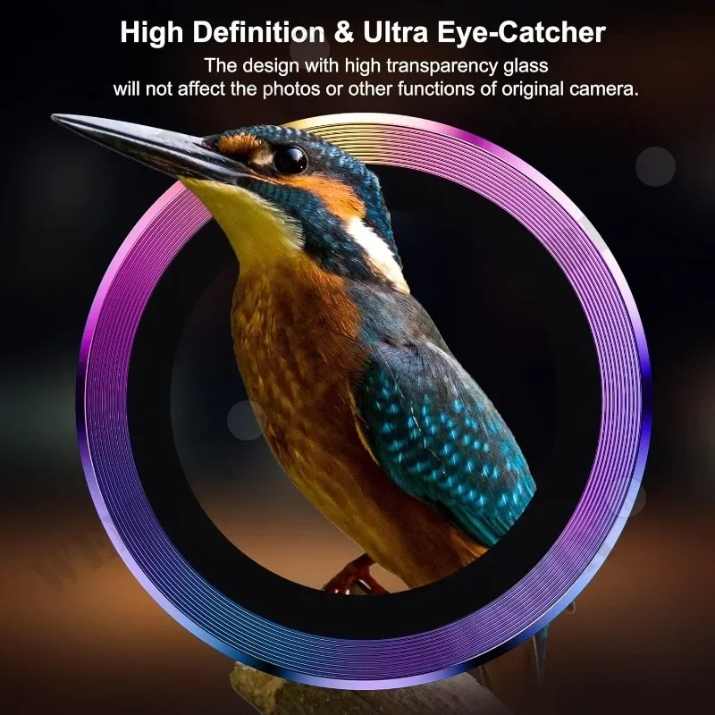 Protector de lente de cámara para iPhone 16, 15, 14, 13, 12, 11 Pro Max Plus, Mini cristal Protector de Metal de diamante para lente de iPhone, 2 uds.