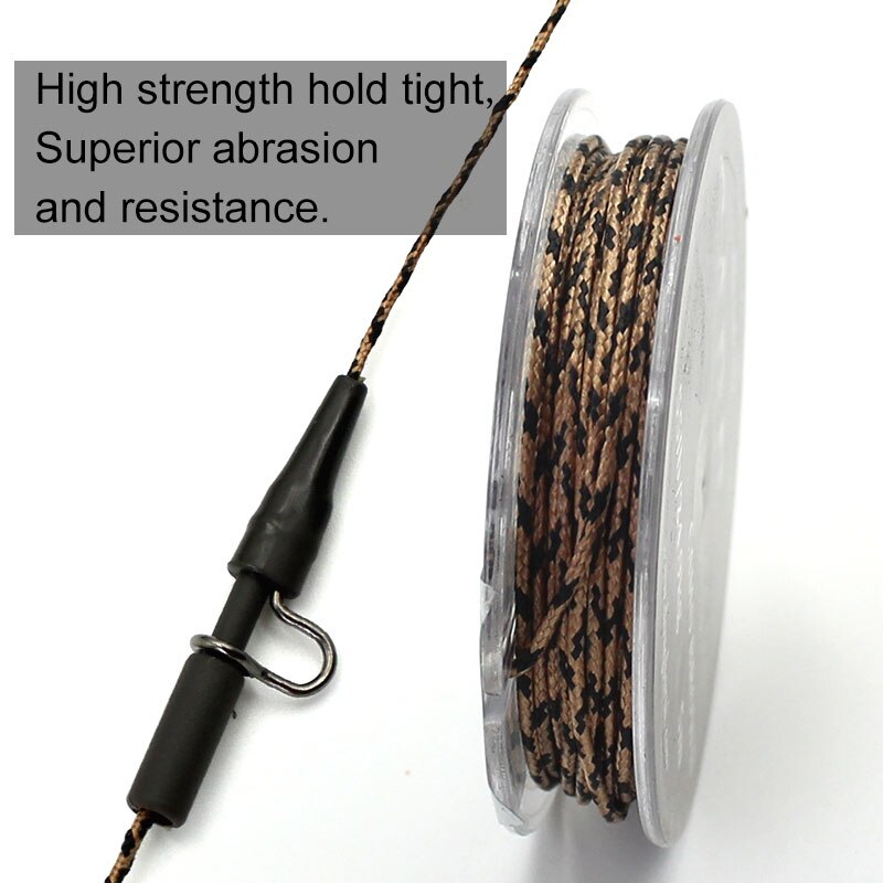 5m chumbo núcleo carpa linha de pesca 12 trançado gancho ligação líder camo brown fio rápido afundando suprimentos da carpa equipamento de pesca linha