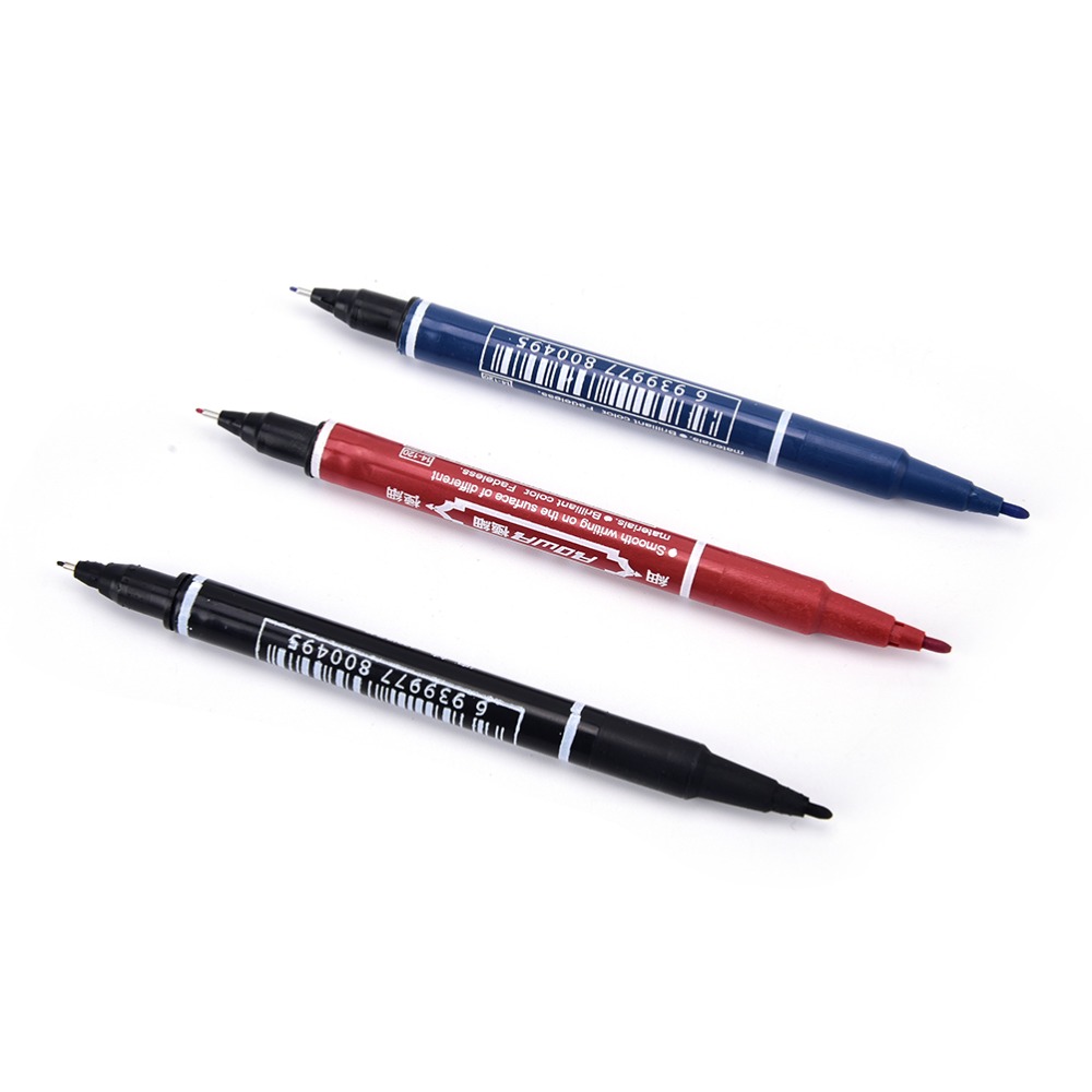3 colores prácticos rotuladores de doble mano rotuladores de tinta impermeable portátil de color fino