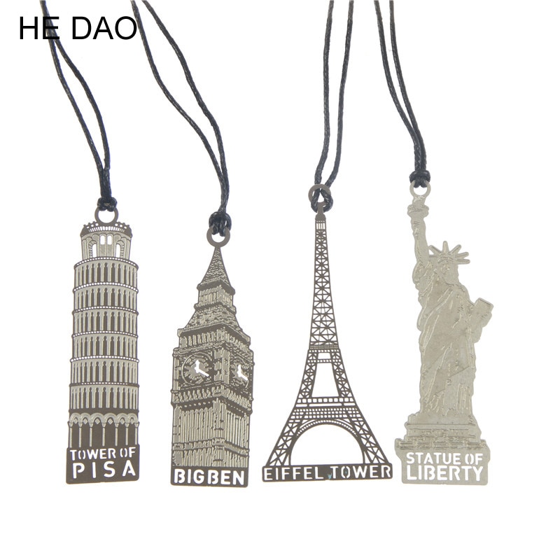 Londen Elizabeth Eiffeltoren Vrijheidsbeeld Metalen Boek Markers Metalen Bladwijzer Voor Boeken Paperclips Kantoorbenodigdheden