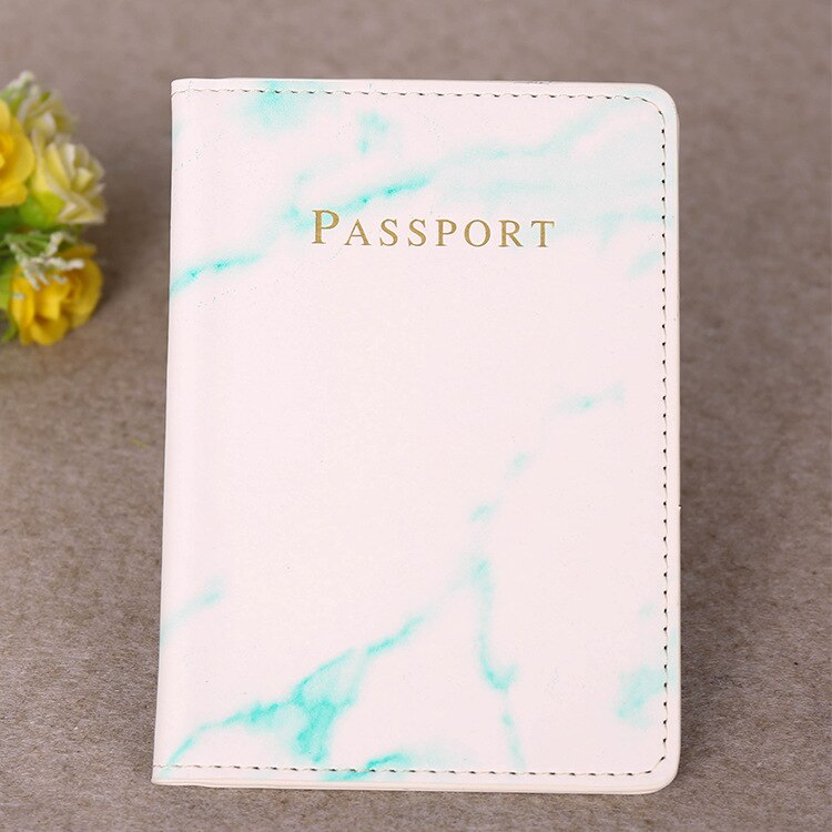 Frauen Männer Passport Abdeckung Pu Leder Marmor Stil Reise ID Kreditkarte Reisepass Paket Geldbörse Taschen Beutel: Light Blue