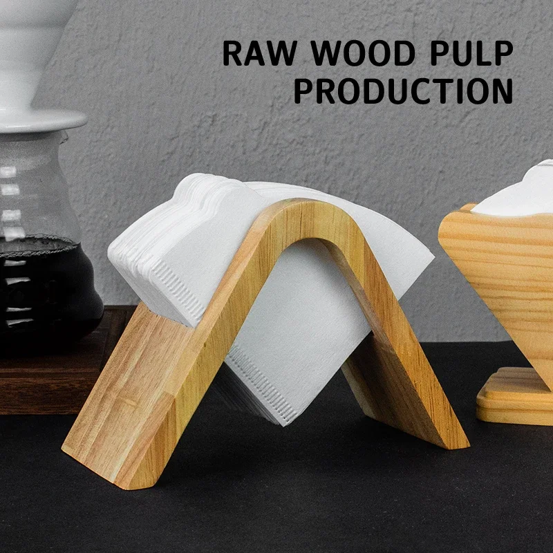 Papel de filtro de café en forma de V, 60 soportes de un solo uso, filtros cónicos, fibras de bambú naturales, 100 Uds. Para elaboración de café Barista