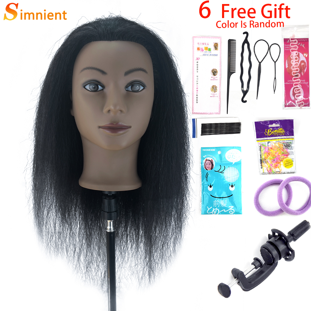 Cabezas de Maniquí Afro para trenzar muñecas de pelo Maniquí, modelo de peluquería de entrenamiento humano Real, Kit de peluquería Natural para mujeres, pelucas: Reseda