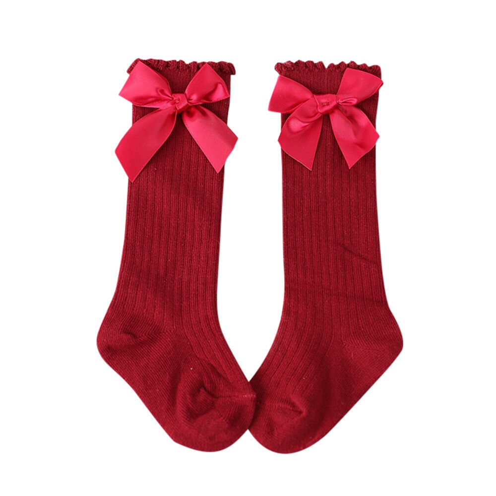 Kids Toddlers Girls Big Bow Knee High Long Soft Cotton Lace Baby Socks Kids girls stocking skarpetki dla dzieci calcetines