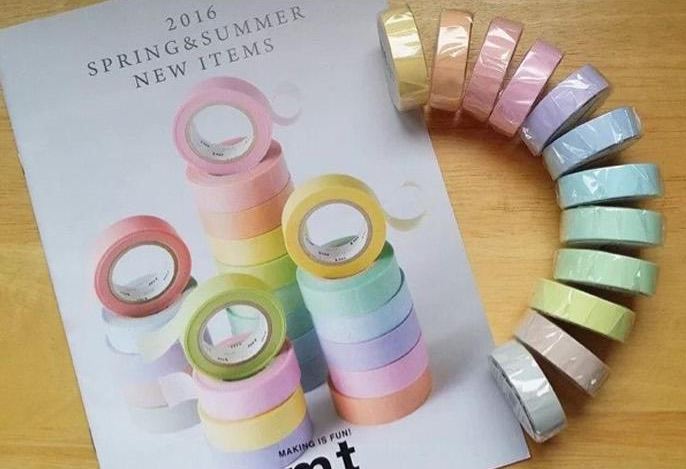 Ruban de masquage MT solide couleur Pastel ruban Washi japonais 12 couleurs