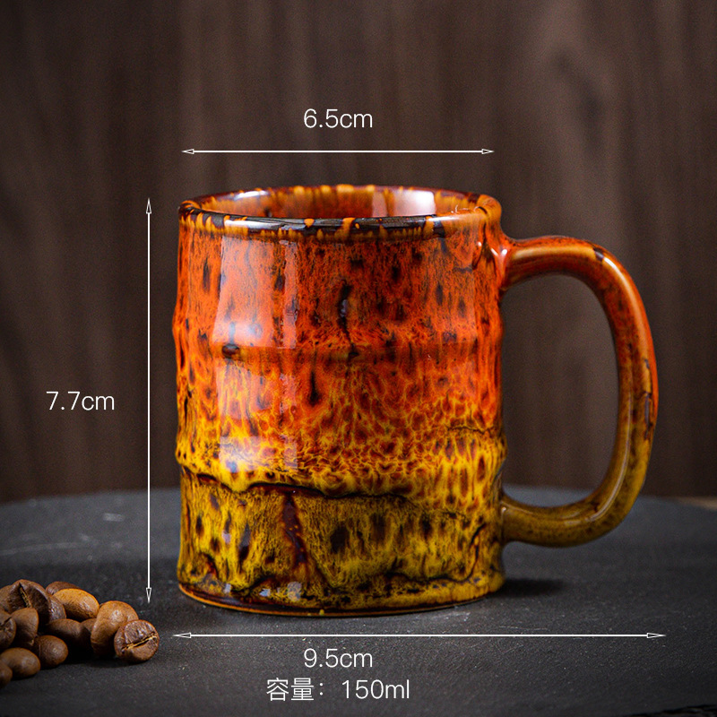 Colored Kiln-changed Coffee Cup 150ml Oil Barrel Shape Mug Office Simple Tea Cup Casual Coffee Shop Drinkware Afternoon Tea Set: Yellow