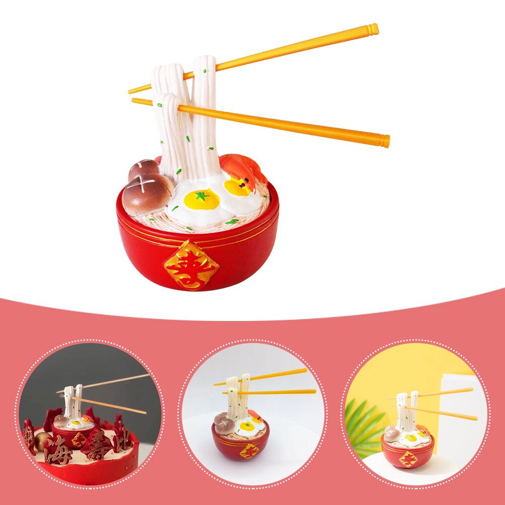 Chinese Style Birthday Cake Decor Resin Longevity Noodle Resin Birthday Noodle Decor