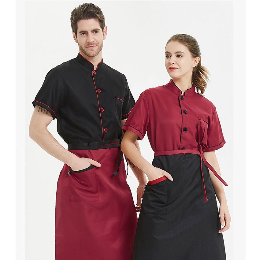 Mann Frau Koch Uniform Lebensmittel Service Kurzarm Zweireiher Atmungsaktive Bäckerei Kochen Küche Meister Hemd Spitzen Koch Jacke