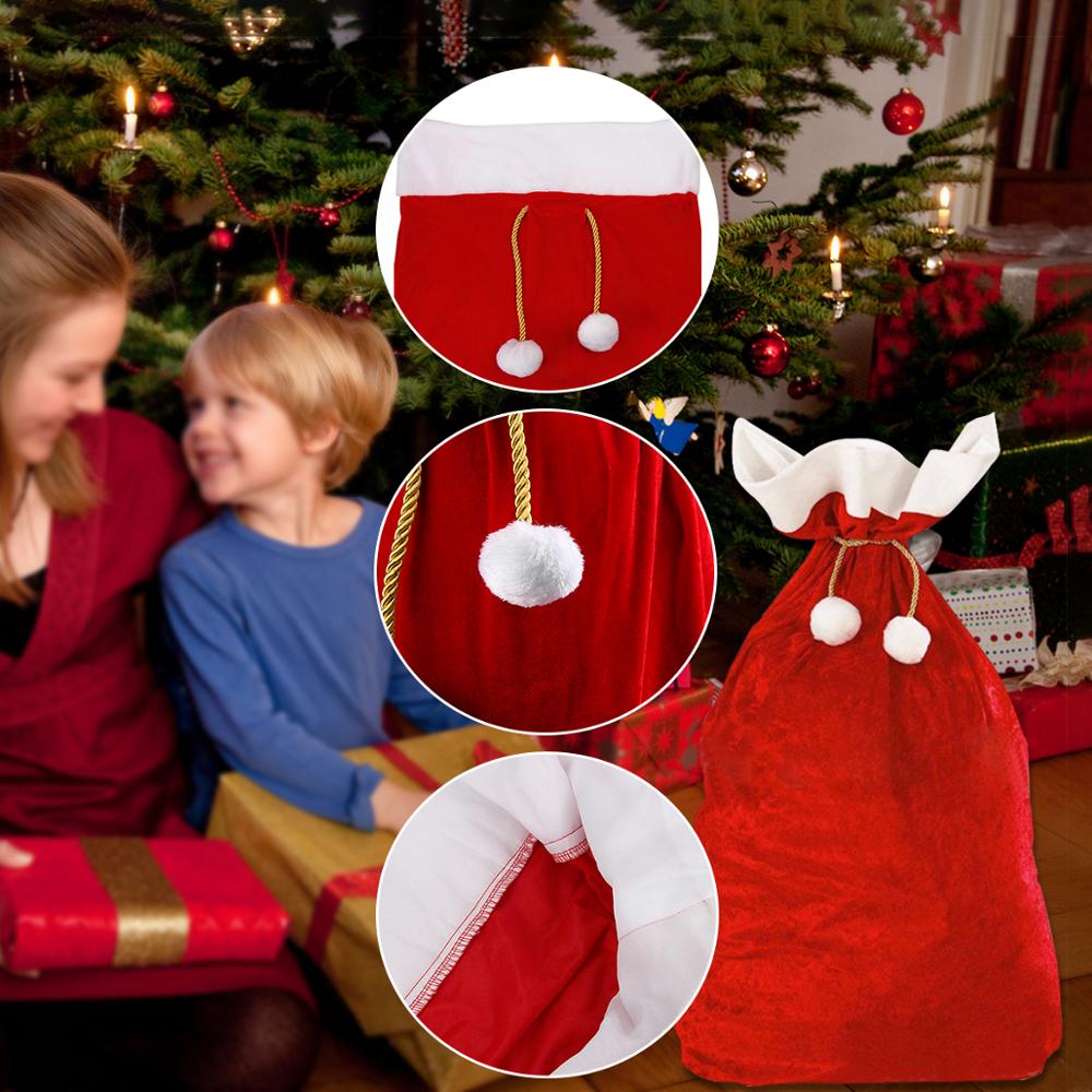 90x55 CM Large Size Red Santa Claus Bags Velvet Santa Claus Drawstring Sack Christmas Classic Red Bag Decor