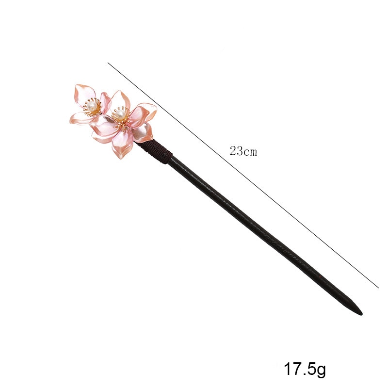 1 Pcs Flower Simulated Pearls Handmade Hairpin Clips Wooden Hair Fork Chinese Hanfu Dress Hair Sticks Decorative Jewelry