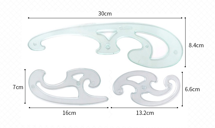 Cloud Ruler French Curve Rulers Cloud Shape Drawing Tool Curve Template for Art (3 Pieces/Set)