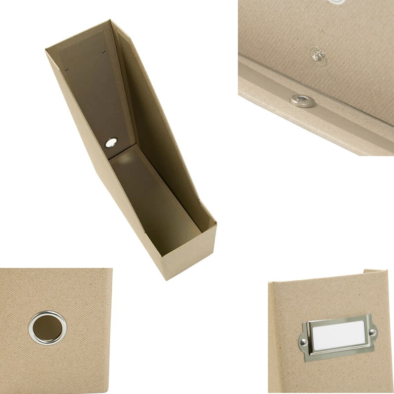 Sammenklappelig magasinholder karton avis filholder skrivebord top organisator bogstang beige træ naturpapir ( 2 stk.)