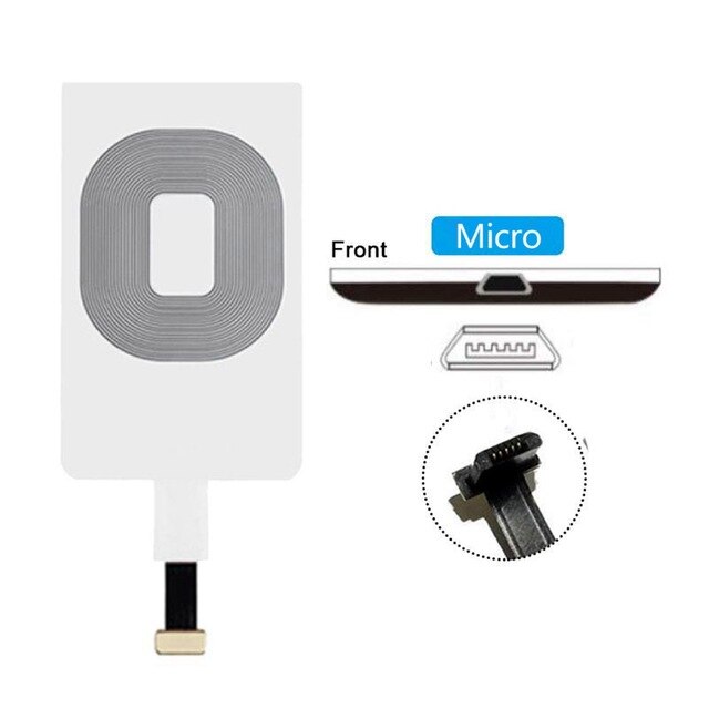 Cargador inalámbrico de escritorio para iPhone 6, 6S, 7 Plus, adaptador receptor de carga inalámbrica rápida para Samsung A50, A70, A40, A10, A20: For Micro