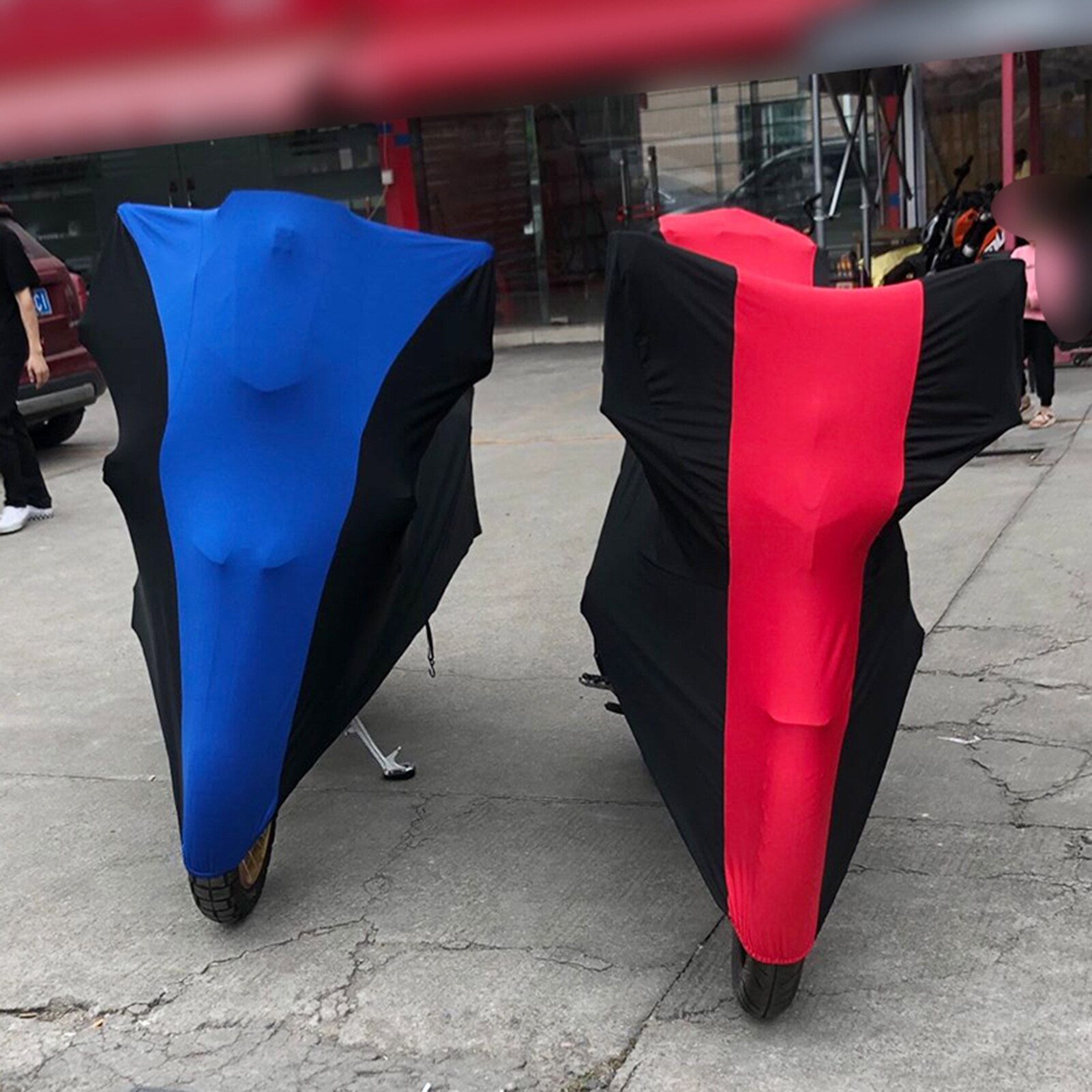 Universal Motorcycle Cover All Weather, Elastic Outdoor Dustproof Full Cover Rain Sun UV Protection