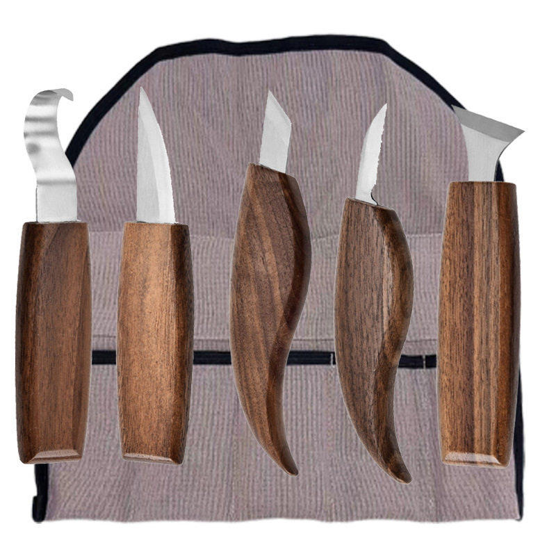 Kit de sculpture sur bois, ensemble d'outils de gravure faits à la main de luxe, Kit de blanchiment du bois, couteaux de sculpture sur bois pour débutant: Vert, Violet