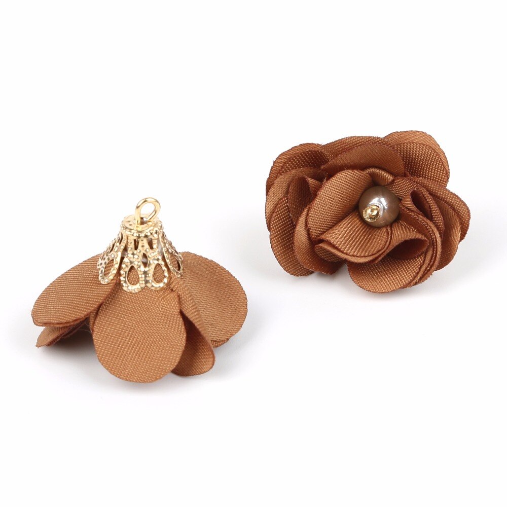 Top 10 stücke Blume Gold Hohl Perlen Kappe Mit Perle Perlen Stoff Quaste Für Ohrringe Anhänger DIY Schmuck erkenntnisse