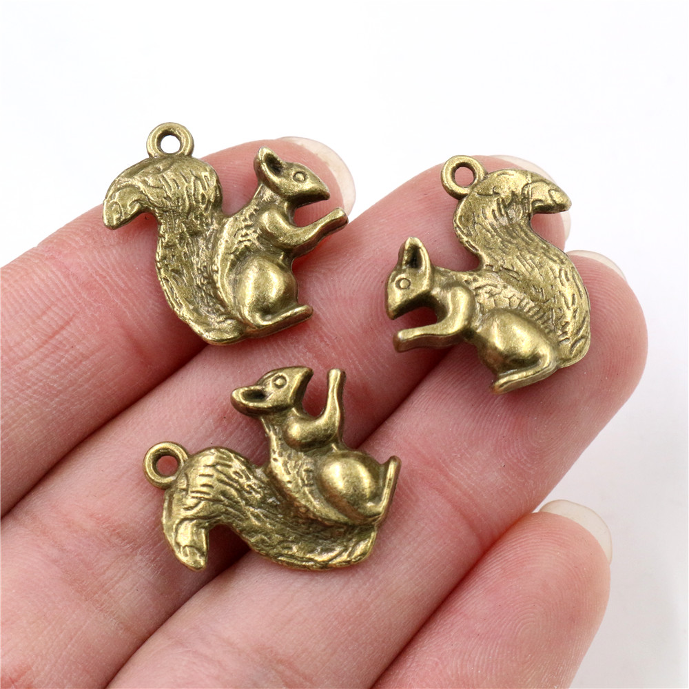 21X20 Mm 10 Pcs Antiek Brons En Antiek Zilver Plated Eekhoorn Handgemaakte Charms Hanger: diy Voor Armband Ketting: R5-30
