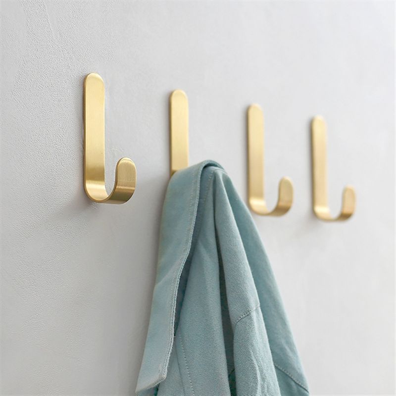 Metal Wall Mounted Handdoek Hanger J Vormige Messing Kapstok Rek Voor Badkamer Keuken Organizer Hoed Kleding Met 6G lijm