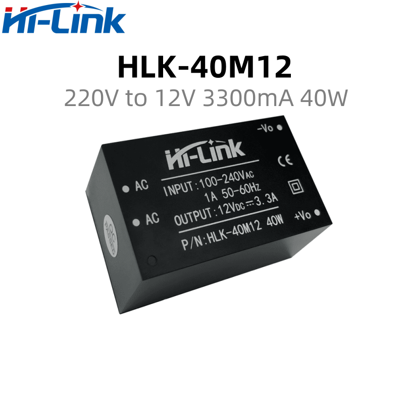 40W ACDC Intelligent Hi-Link AC/DC HLK-40M12 220V To 12V 40W 3.3A Output Mini Size Adjustable Power Supply Converter CE/RoHS