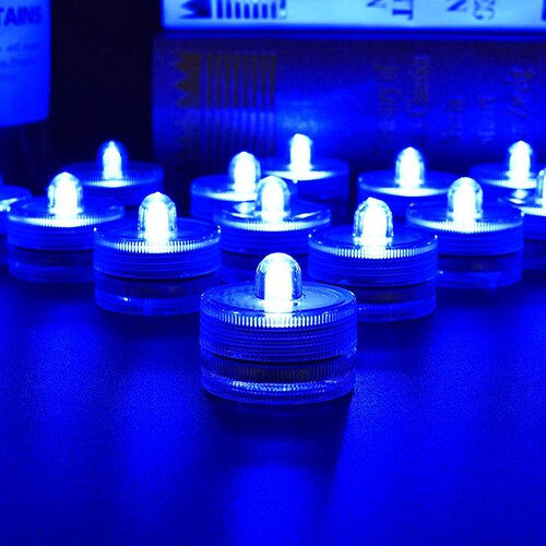 Photophore LED étanche, Simulation de bougie, Submersible, décor de fête de mariage, noël, 12 pièces/lot: Bleu / Plum shape