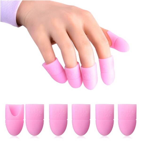 5 stk. nail art iblødsætning af cap clip elastiske silikonespidser uv gel polish remover wrap genanvendeligt manicure negle rengøringsværktøj