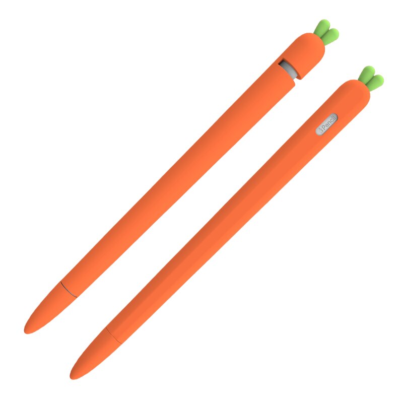 Søt hvit rød gulrot silikonblyant for epleblyant 2/1 etui til ipad nettbrett berøringspenn stylus tegneserie beskyttende ermedeksel
