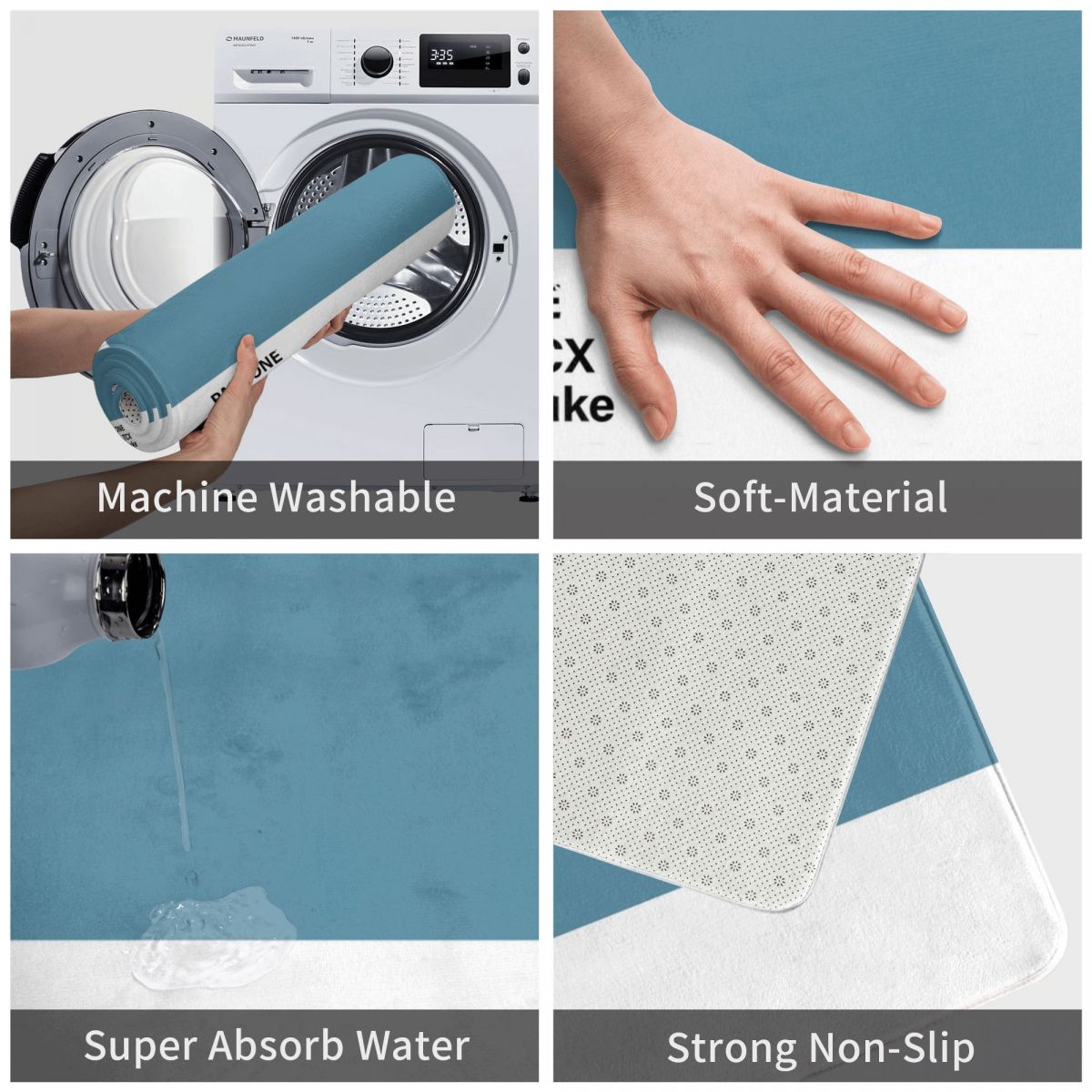 Felpudo Pantone 16-4118 Tcx Glacier Lake, decoración 3D, alfombra de baño, antideslizante, para entrada, sala de estar, cocina, a prueba de agua y aceite