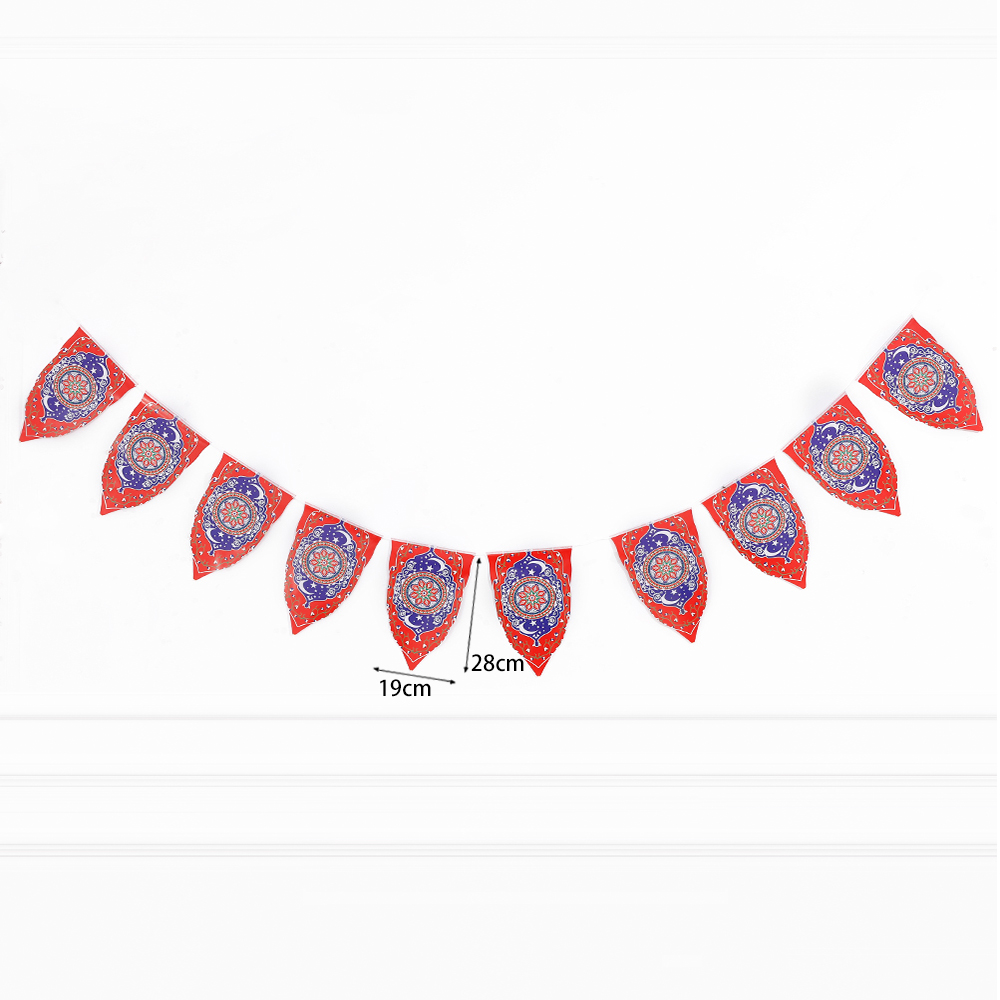 Eid Mubarak Paper Banner Wall Hanging Ramadan Kareem Paper Garland EID Flag Festival Bunting Islamic Muslim Mubarak Decoration: style 1