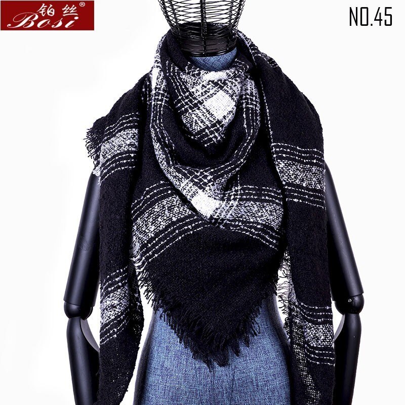 Winter Kasjmier Plaid Sjaal Sjaal Vrouw Poncho Driehoek Luxe Bandana Pashmina Wrap Grote Stola Luxe