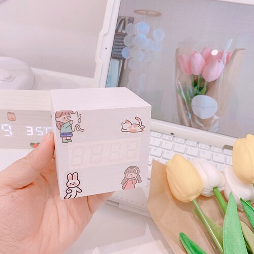 Led Houten Digitale Klok Intelligente Datum Temperatuur Elektronische Bureau Slaapkamer Alarm Usb Digitale Klok Horloge Thuis Klok DB60SZ: style4