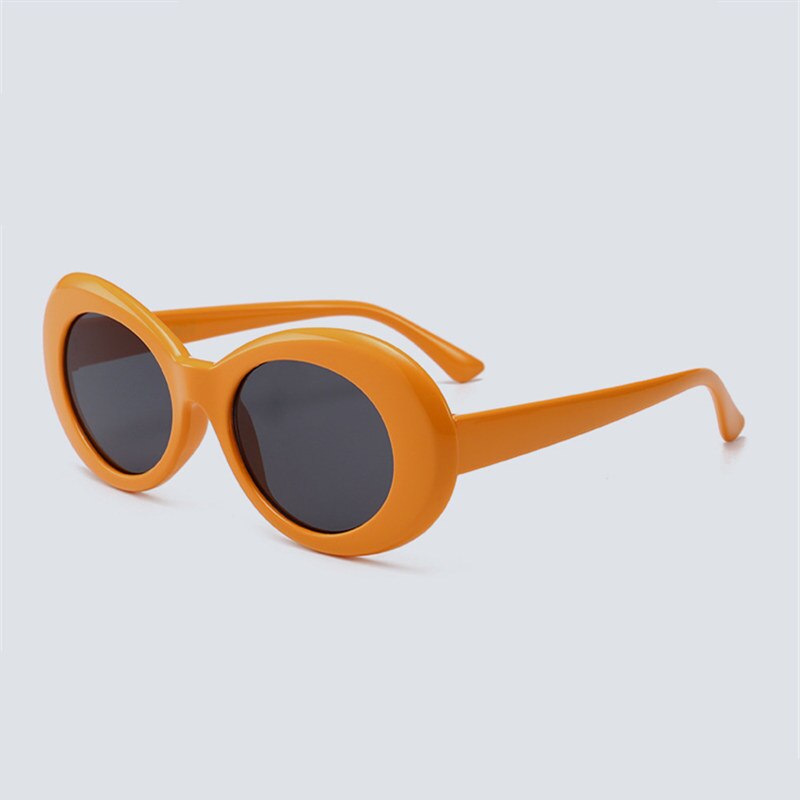 Yooske clout beskyttelsesbriller nirvana kurt cobain runde solbriller til kvinder mænd mærke briller retro solbriller  uv400 briller: Orange