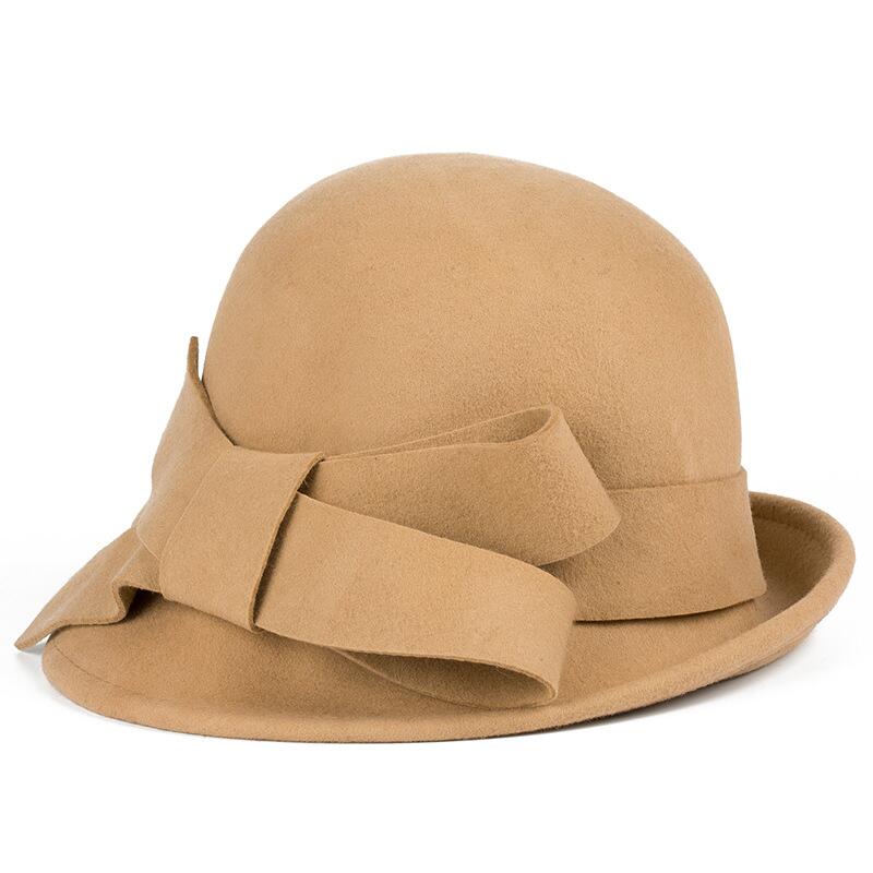 Nye 100%  ull europa england høst vinter dame fedora caps årgang sol hattemaker til kvinne dame avlet brem ull filt buehatt: 4