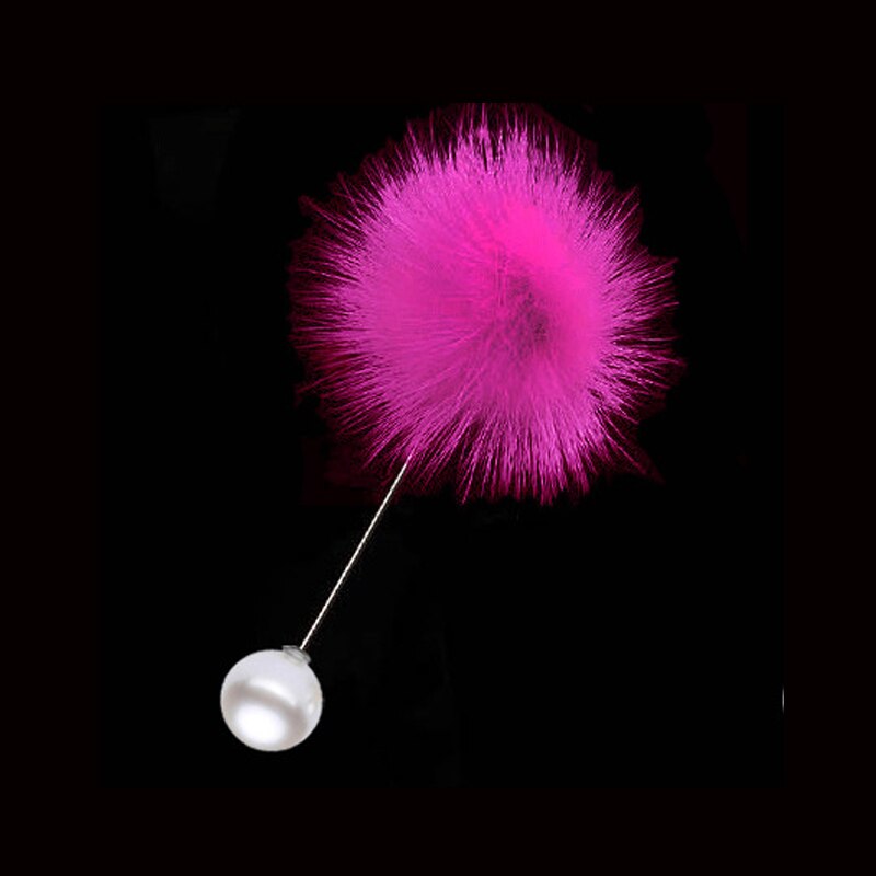 Leuke Charm Gesimuleerde Pearl Broche Pins Voor Vrouwen Koreaanse Bont pompom Bal Piercing Revers Broches Kraag Sieraden 26: rose red