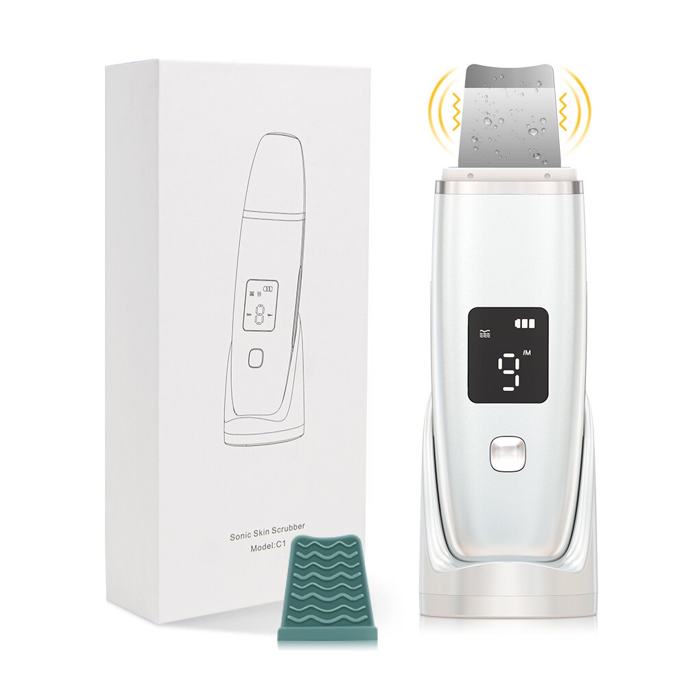 Ultrasonic Skin Scrubber Facial Spatula Blackhead Remover Pore Cleaner Deep Cleansing Beauty Face Lifting: Gold