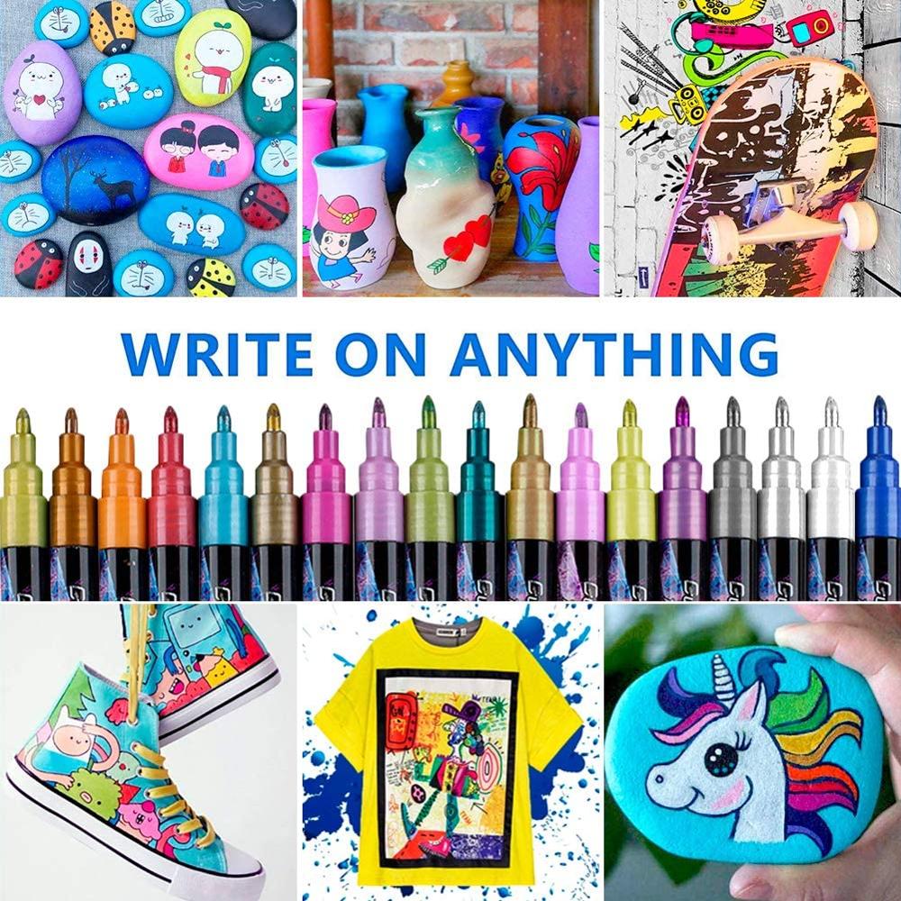 Juego de rotuladores metálicos de 18/24mm, Set de 6/12/0,7 colores, pinturas acrílicas, dibujo, grafiti, pintura, material escolar, papelería artística