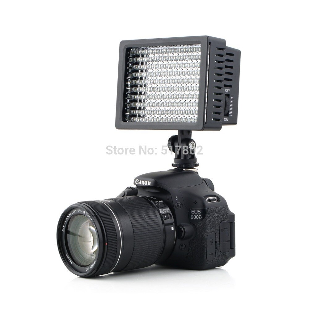 Camera HD 160 LED Video Light Lamp 12W 1280LM 5600K/3200K Dimmable for Canon for Nikon for Pentax Camera Video Camcorder