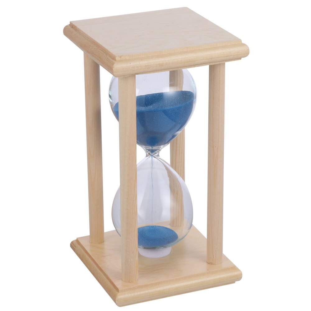 Wooden Frame Hourglass Glass Transparent Glass Sandglass Restaurant Accessories: Blue