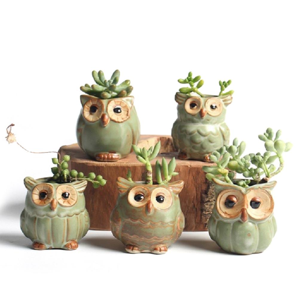 Maceta para flores con forma de Búho de cerámica, maceta para flor de cerámica, bonito, maceta suculenta, decoración del hogar, 1 Uds.
