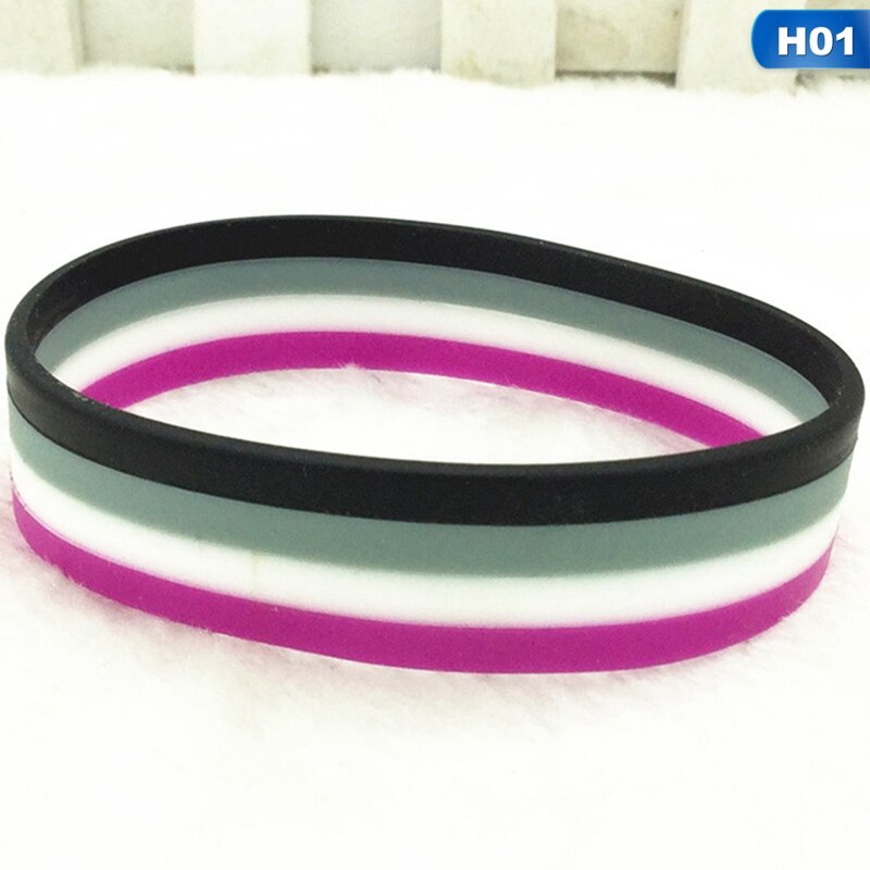 1pcs Pride Rainbow Pansexual Asexual Genderqueer Bisexual Silicone Rubber Bracelets Gay Lesbian Wristband Jewelry: 01