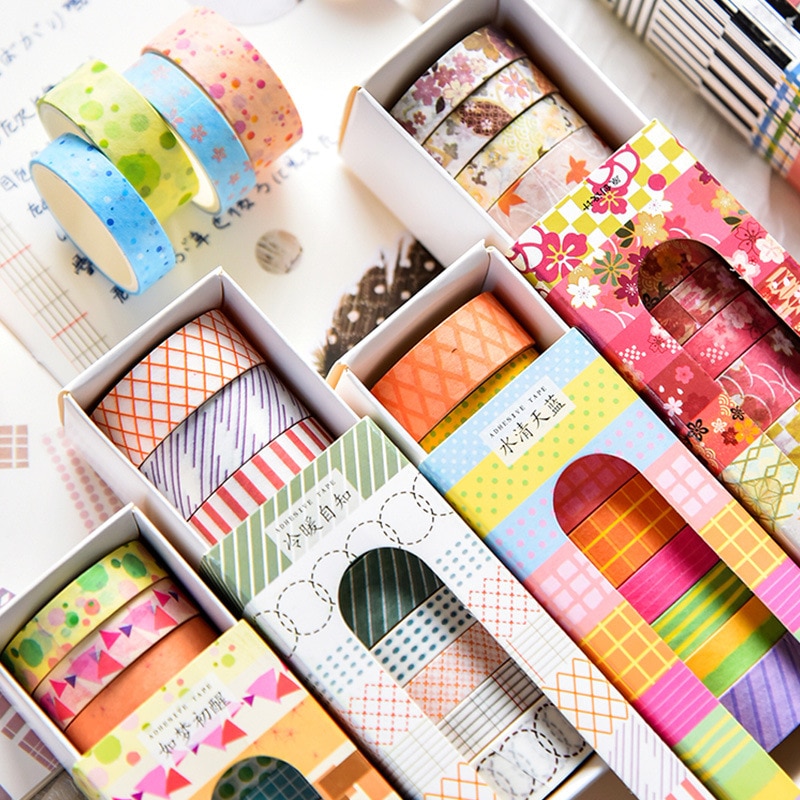 10 roll/set washi tape adhesiva masking tape washitapes kawaii stickers papeleria cute korean Decoration japanese decorationtape