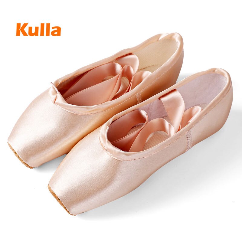 Satin Pink Ballet Pointe Shoes Girls Women Ladies Dance Shoes Soft With Ribbons Ballerina Shoes Dancing Sneakers
